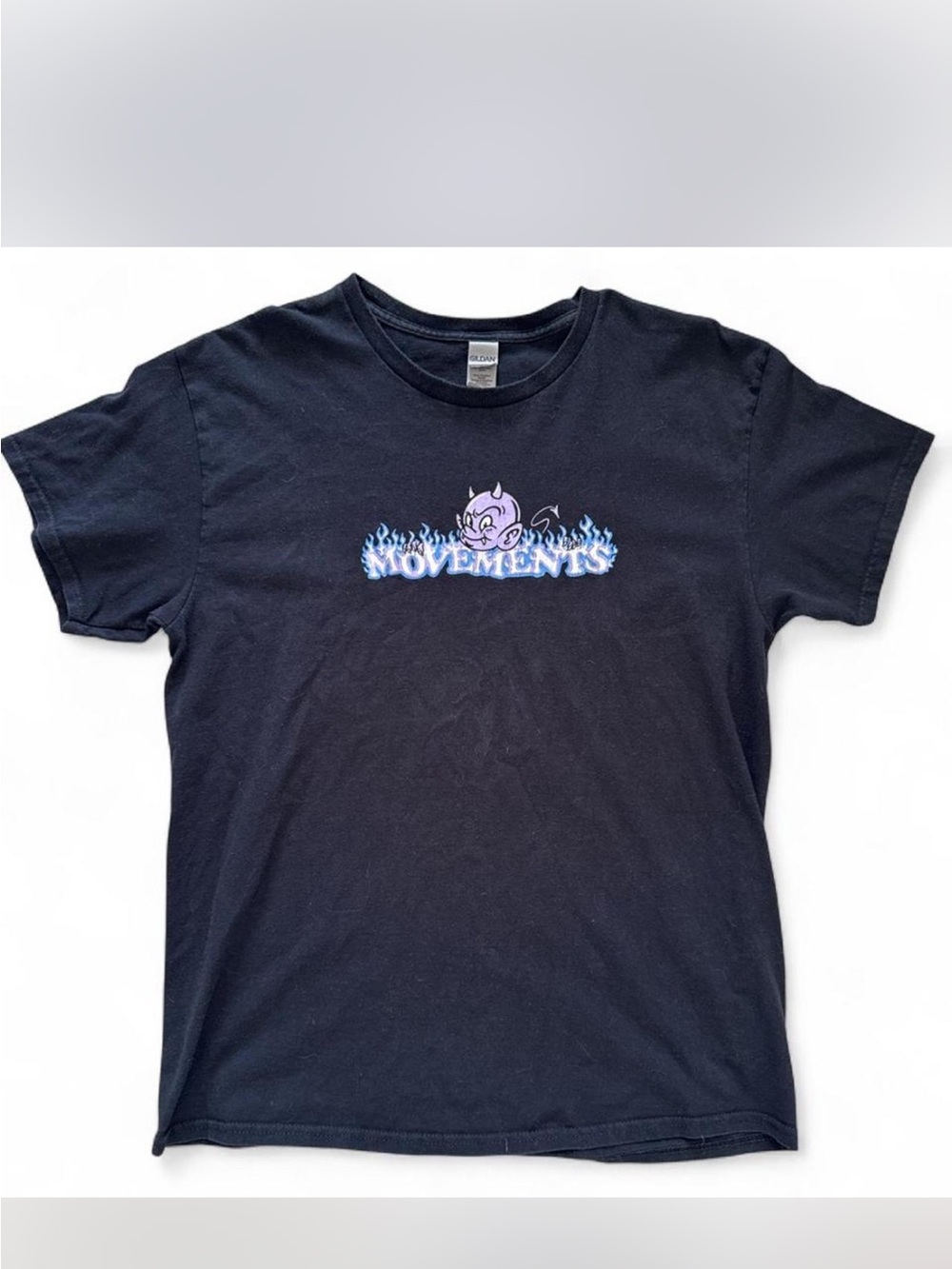 Gildan Black Kids Tee with Purple Devil and Blue Flame MOVEMENTS Logo